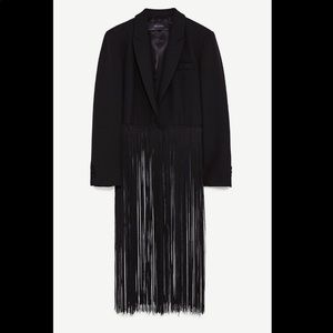 zara black fringe blazer